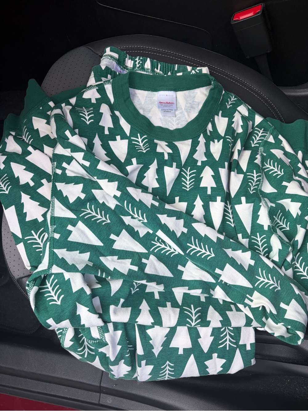 ADULT Hanna Andersson Green and White Tree-Print Pajama Set